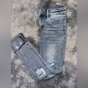Bayeas Stylish Blue Distressed Women Jeans Light Wash - EUC 1/25